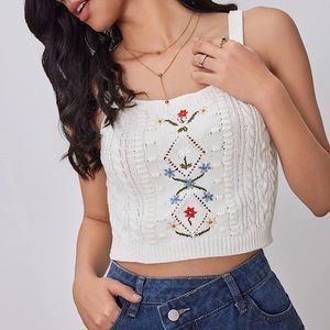 Embroidered Knit Top
